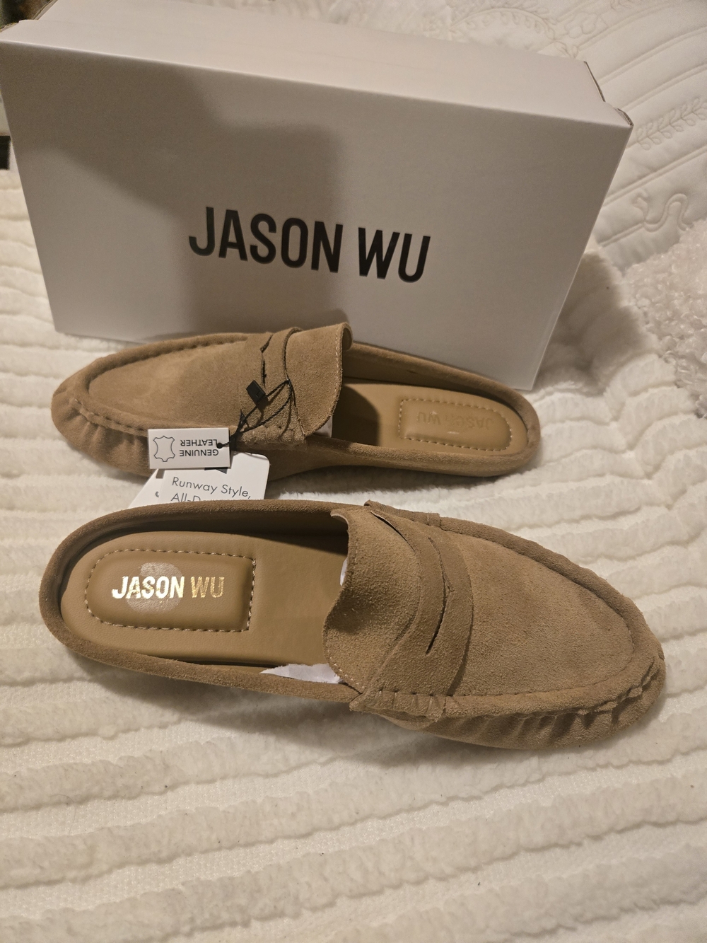 Jason Wu Women's Suede Loafer Flats in Tan